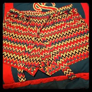 Chevron silk shorts